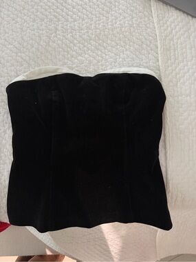 superdown Black Strapless Bustier Top with White Trim